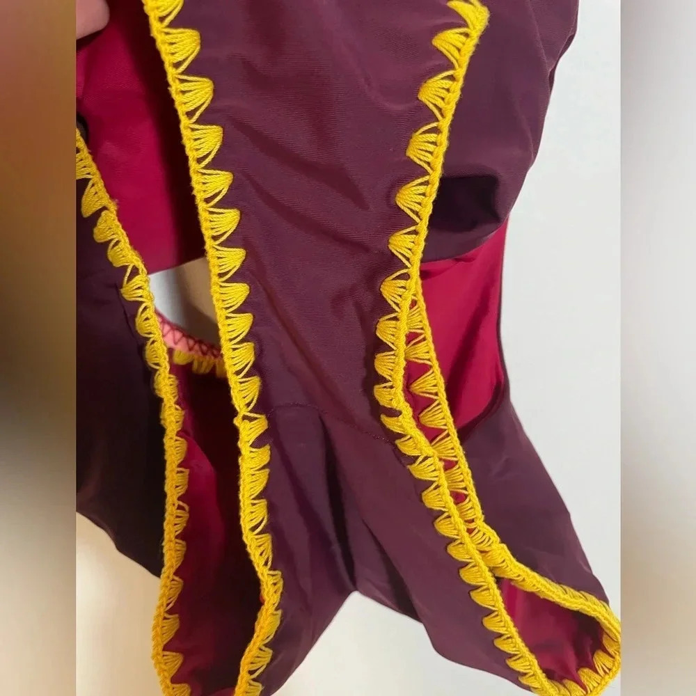 Jessica Simpson Reversible Embroidered Edge Monokini Purple/Deep Red - Picture 9 of 16